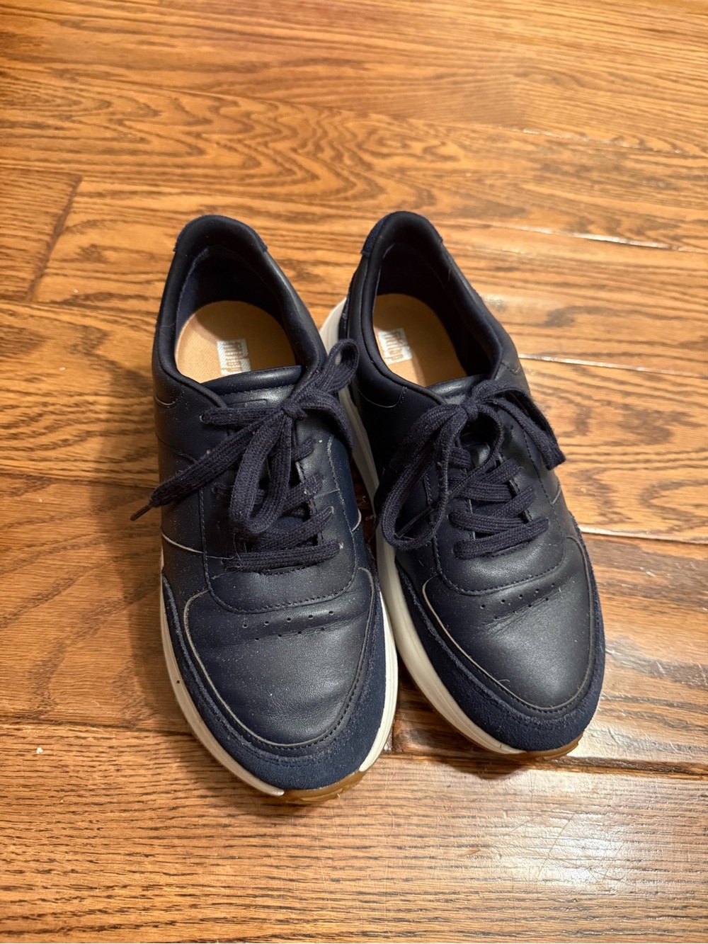 Fitflop Navy and White Women's Lace-Up Sneakers